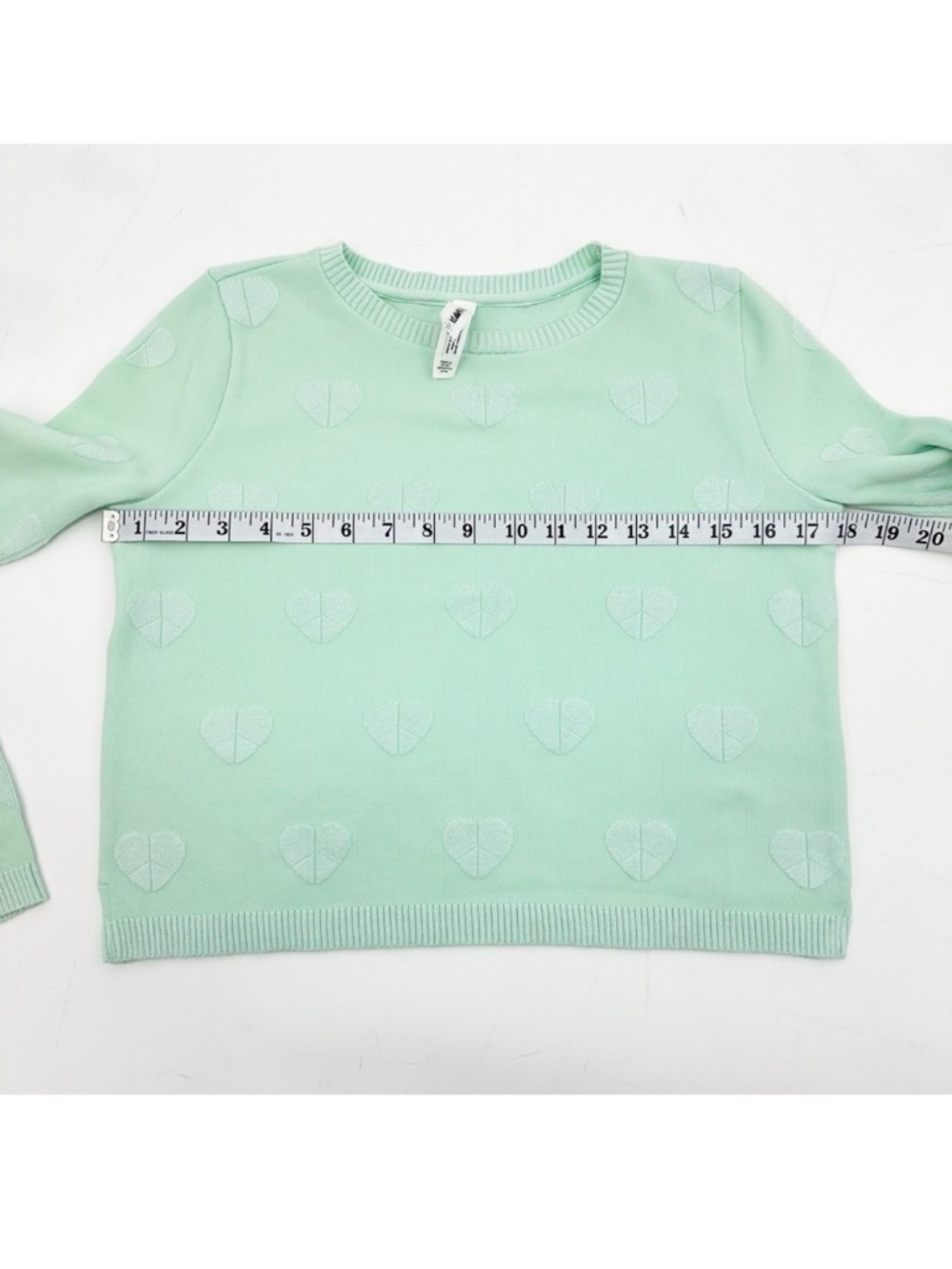 Bethany Mota Mint Green Heart Knit Sweater Cropped Pullover Size Small - Picture 5 of 11